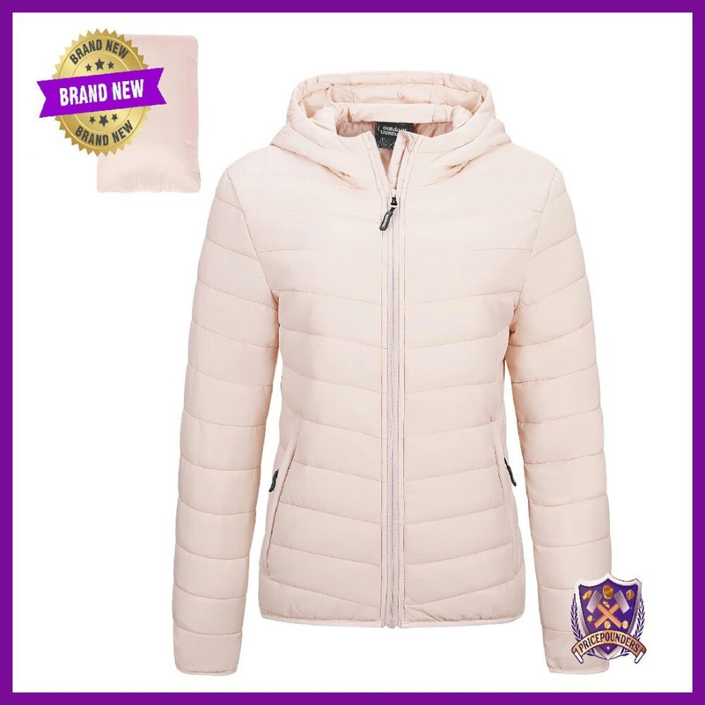 Packable Lightweight Puffer Jacket with Hood, Full-Zip Quilted Winter Coat